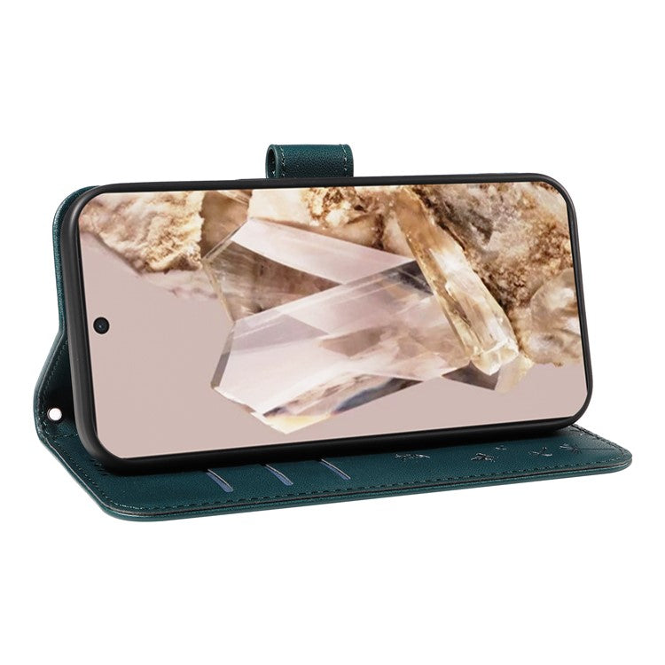 For Google Pixel 8 Pro Leather Case Wallet Phone Cover Dandelion Imprint - Blue