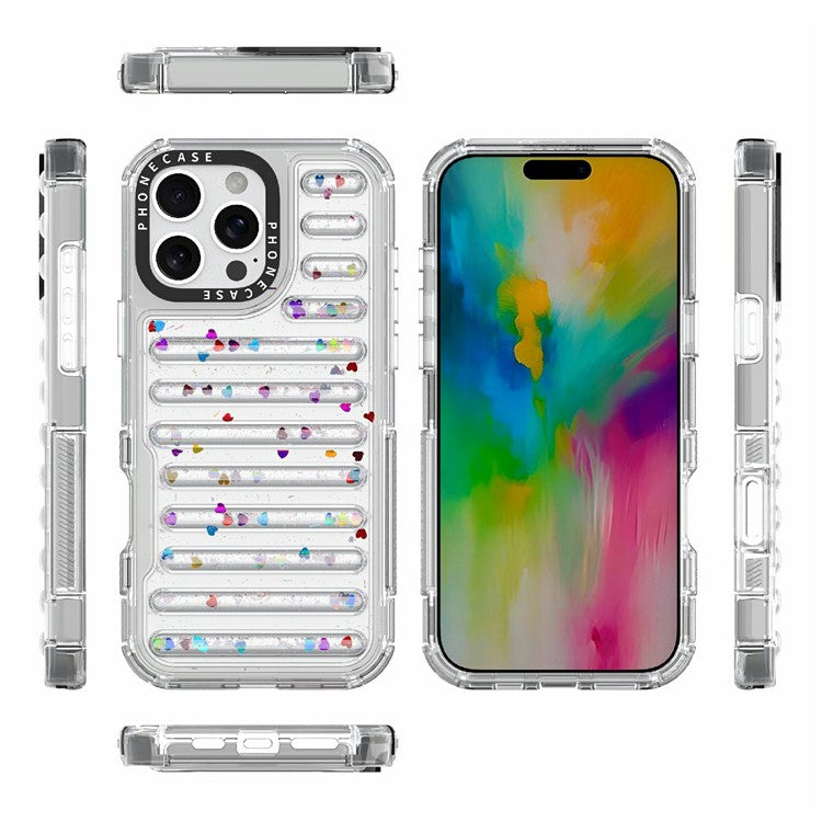 For iPhone 16 Pro Case Capsule Glitter PC + TPU Phone Protective Cover - Sequins
