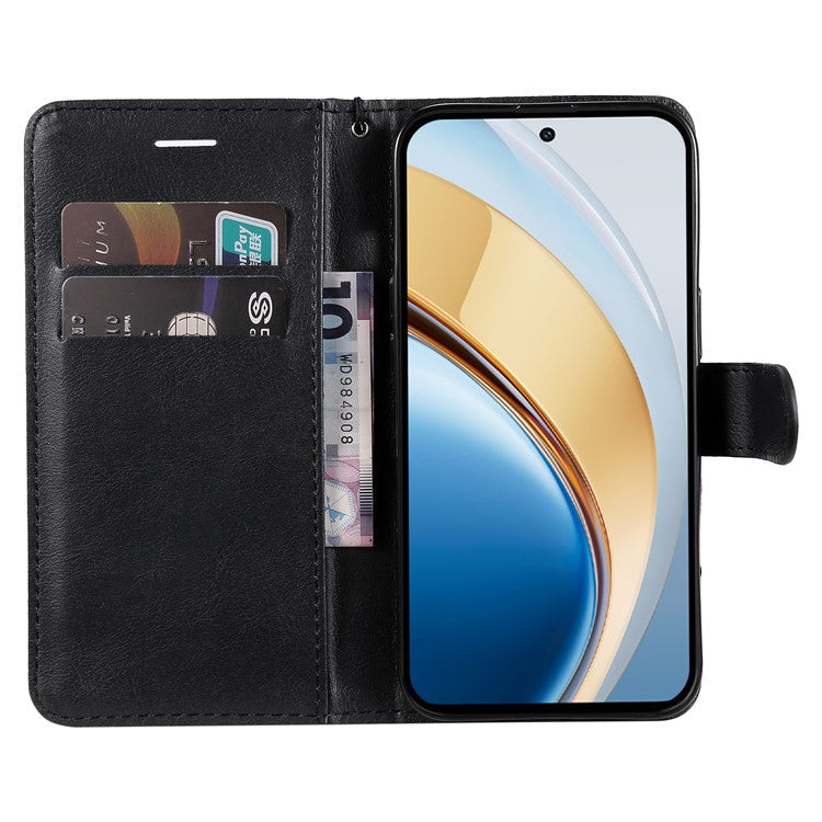 For vivo V40 Lite (Indonesia) 4G / V40 Lite (Indonesia) 5G Case Solid Color Leather Phone Cover Wallet Stand - Black