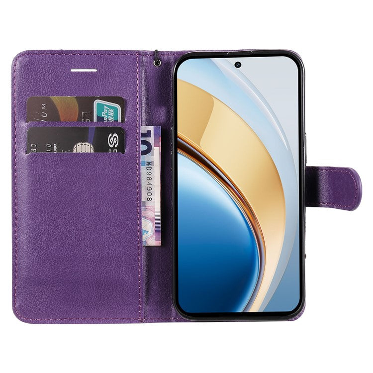 For vivo V40 Lite (Indonesia) 4G / V40 Lite (Indonesia) 5G Case Solid Color Leather Phone Cover Wallet Stand - Purple