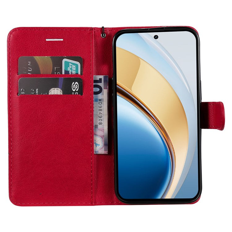 For vivo V40 Lite (Indonesia) 4G / V40 Lite (Indonesia) 5G Case Solid Color Leather Phone Cover Wallet Stand - Red