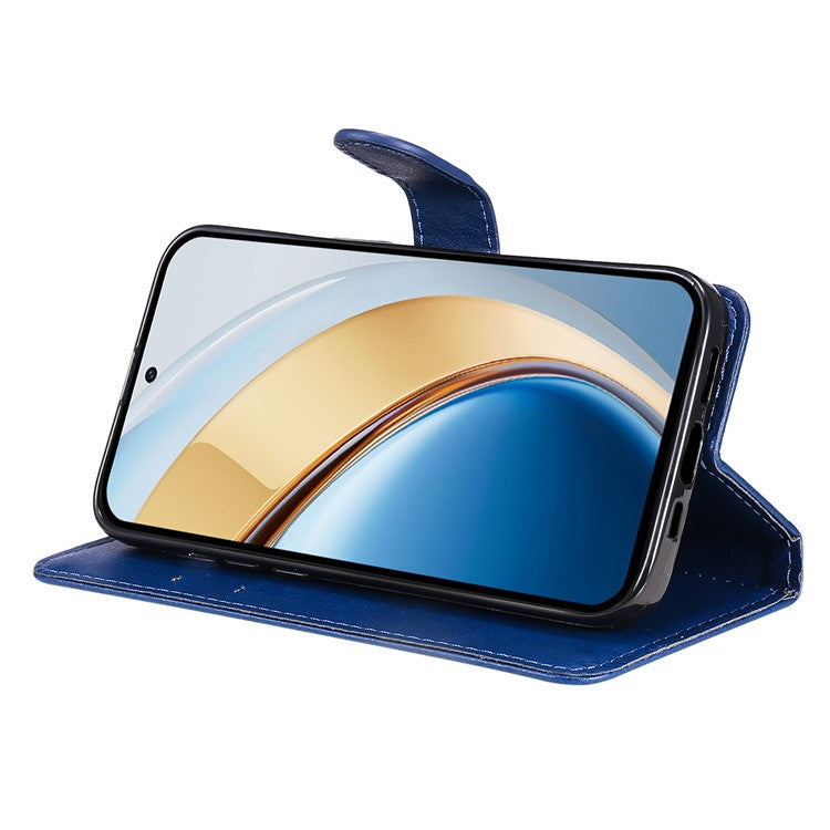 For vivo V40 Lite (Indonesia) 4G / V40 Lite (Indonesia) 5G Case Solid Color Leather Phone Cover Wallet Stand - Blue