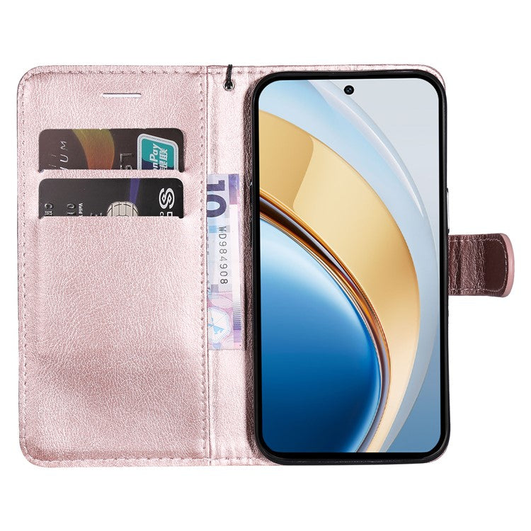 For vivo V40 Lite (Indonesia) 4G / V40 Lite (Indonesia) 5G Case Solid Color Leather Phone Cover Wallet Stand - Rose Gold