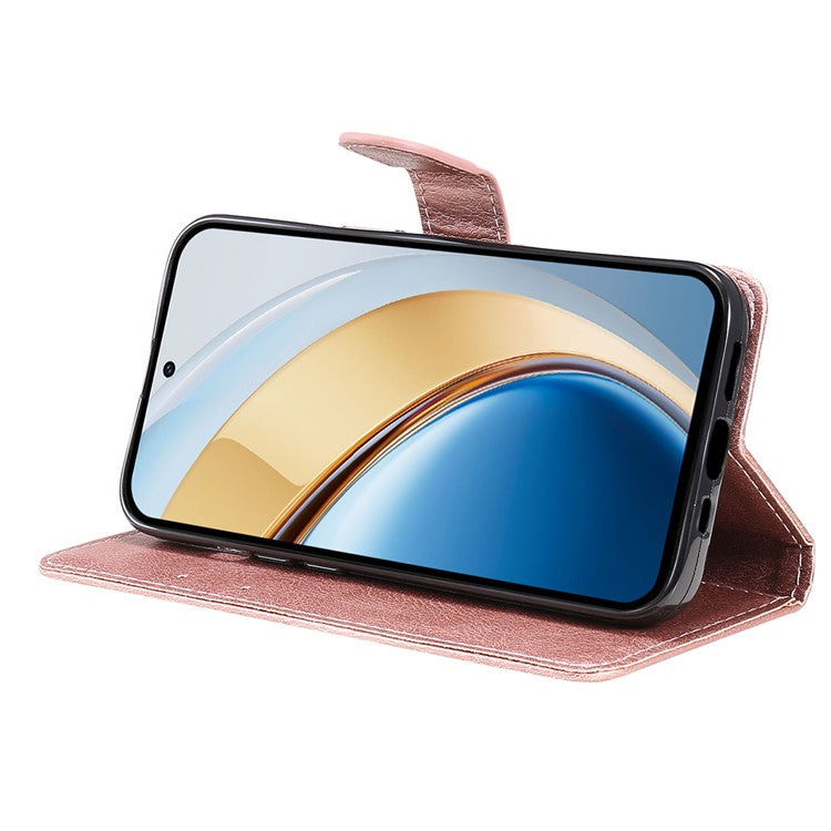 For vivo V40 Lite (Indonesia) 4G / V40 Lite (Indonesia) 5G Case Solid Color Leather Phone Cover Wallet Stand - Rose Gold