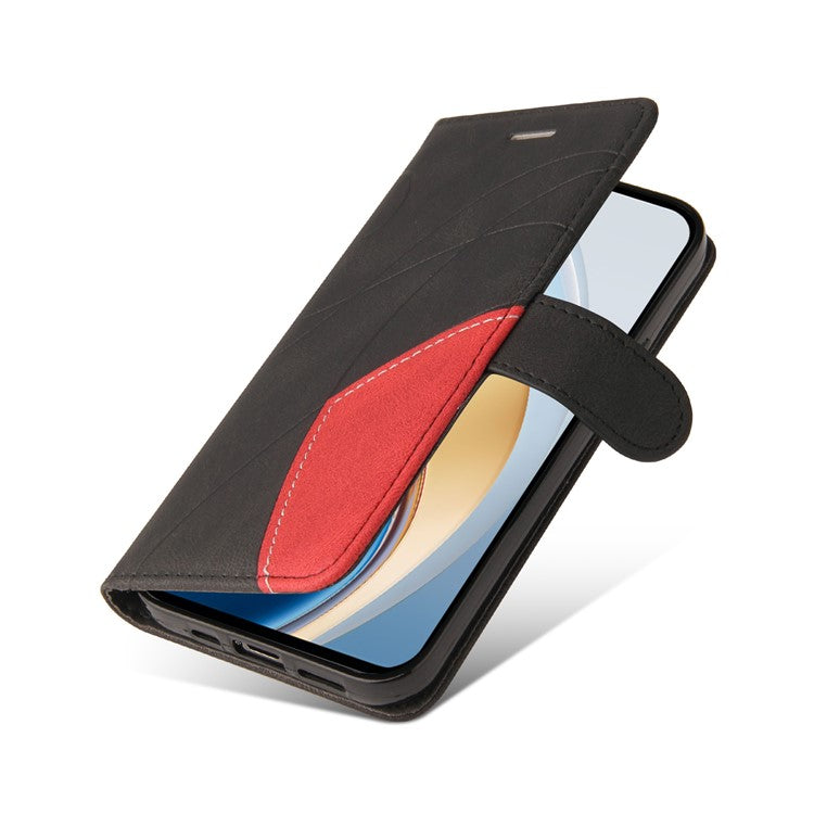 For vivo V40 Lite (Indonesia) 5G / V40 Lite (Indonesia) 4G Case Color Splicing Leather Phone Cover Wallet Stand - Black