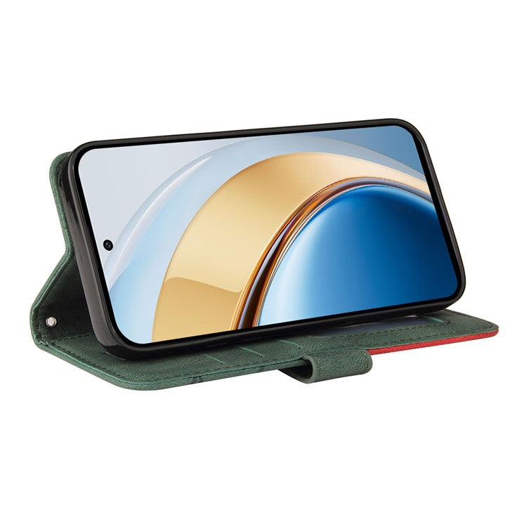 For vivo V40 Lite (Indonesia) 5G / V40 Lite (Indonesia) 4G Case Color Splicing Leather Phone Cover Wallet Stand - Green