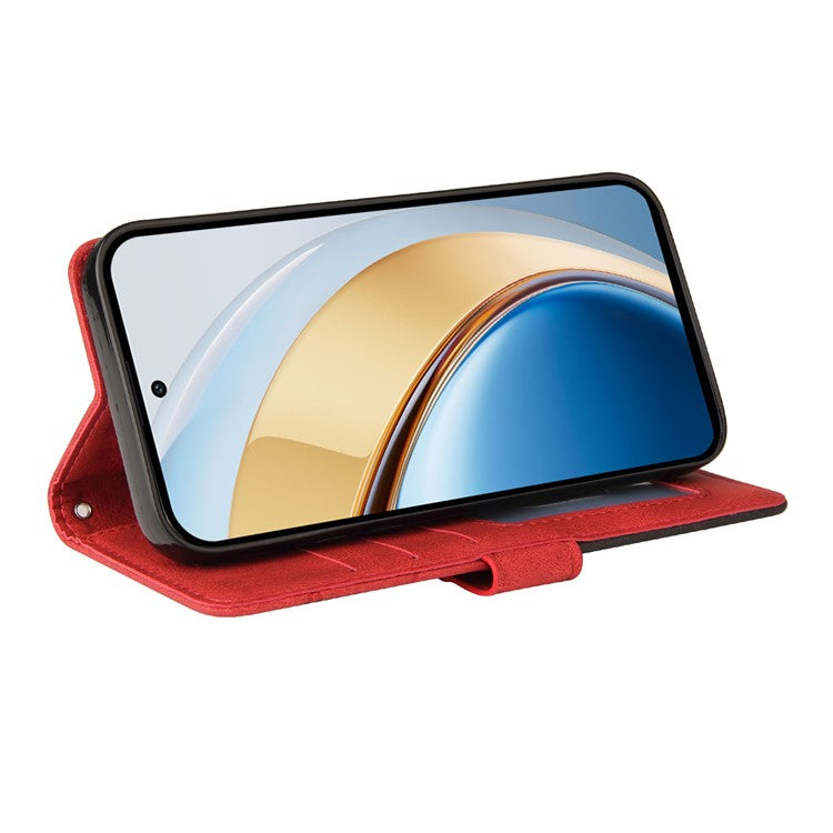 For vivo V40 Lite (Indonesia) 5G / V40 Lite (Indonesia) 4G Case Color Splicing Leather Phone Cover Wallet Stand - Red