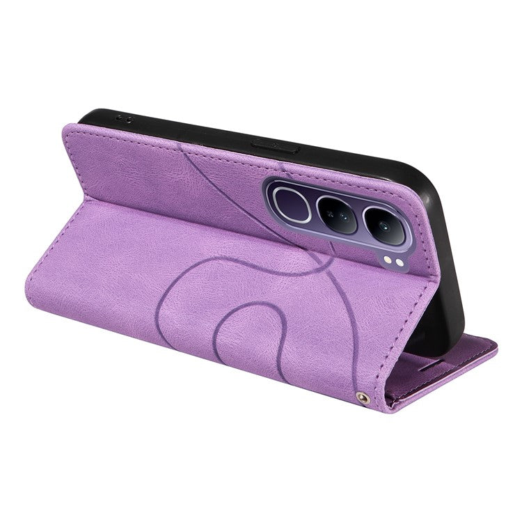 For vivo V40 Lite (Indonesia) 5G / V40 Lite (Indonesia) 4G Case Color Splicing Leather Phone Cover Wallet Stand - Light Purple
