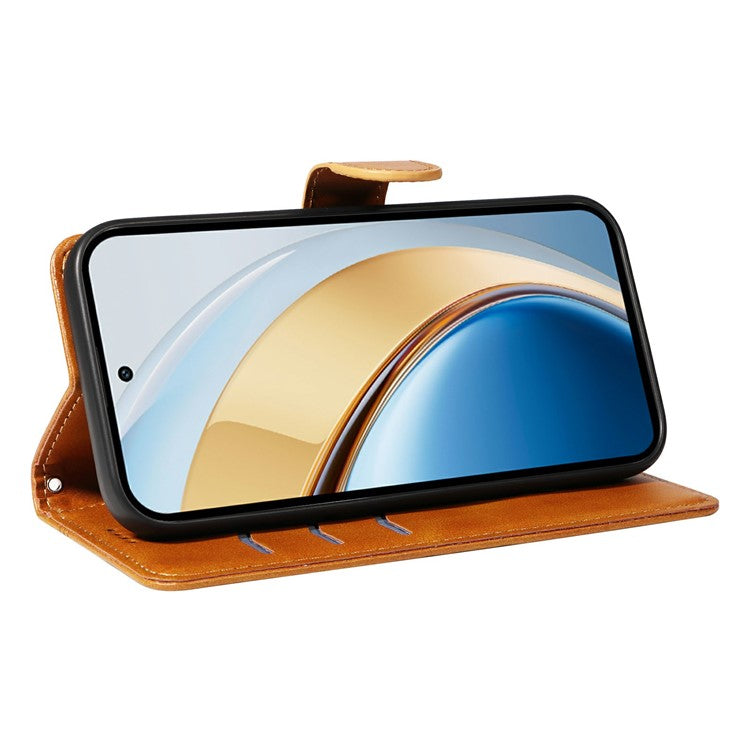 For vivo V40 Lite (Indonesia) 5G / V40 Lite (Indonesia) 4G Wallet Phone Case T-Shape Lines Leather Cover - Yellow