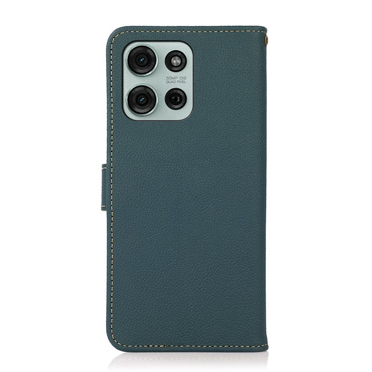 KHAZNEH For Motorola Motorola Moto G75 5G Case Genuine Cow Leather Wallet Phone Cover - Green