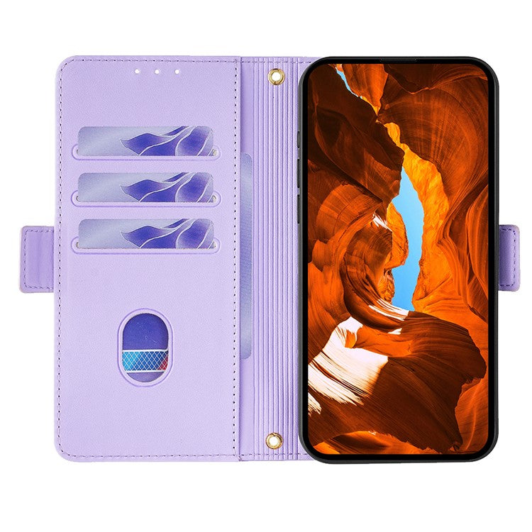 For Google Pixel 8 Pro Leather Wallet Case RFID Blocking Stand Cover with Hand Strap - Purple