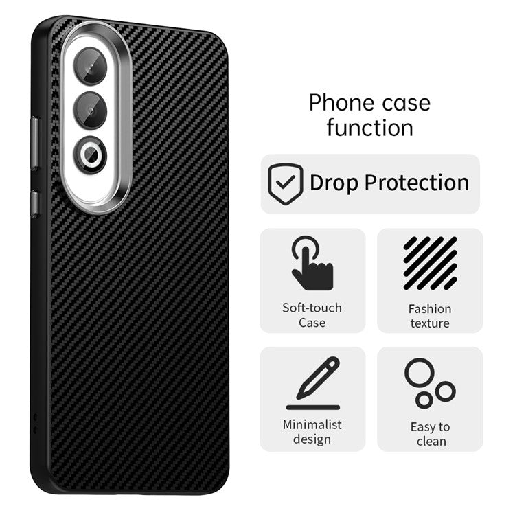 For Oppo K12 / OnePlus Nord CE4 5G Case Cell Phone Hybrid Back Cover Carbon Fiber Texture - Black