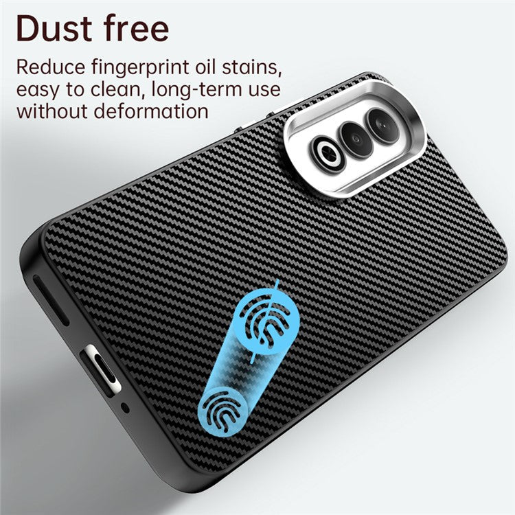 For Oppo K12 / OnePlus Nord CE4 5G Case Cell Phone Hybrid Back Cover Carbon Fiber Texture - Black