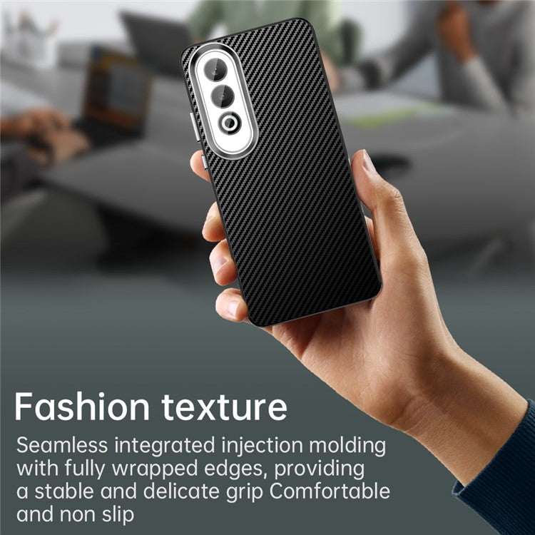 For Oppo K12 / OnePlus Nord CE4 5G Case Cell Phone Hybrid Back Cover Carbon Fiber Texture - Black