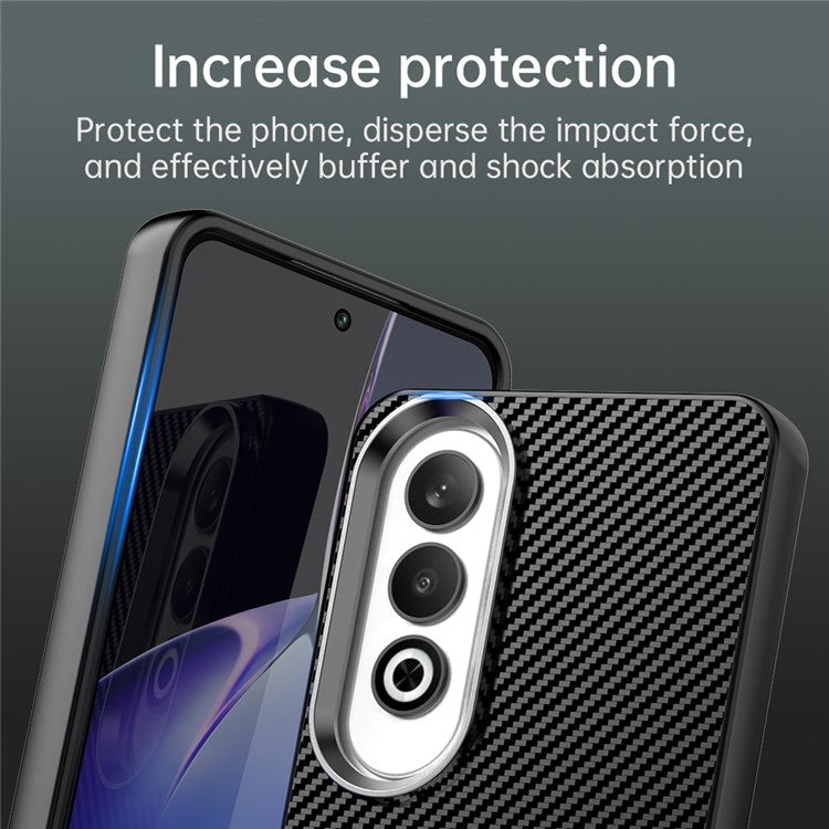 For Oppo K12 / OnePlus Nord CE4 5G Case Cell Phone Hybrid Back Cover Carbon Fiber Texture - Black