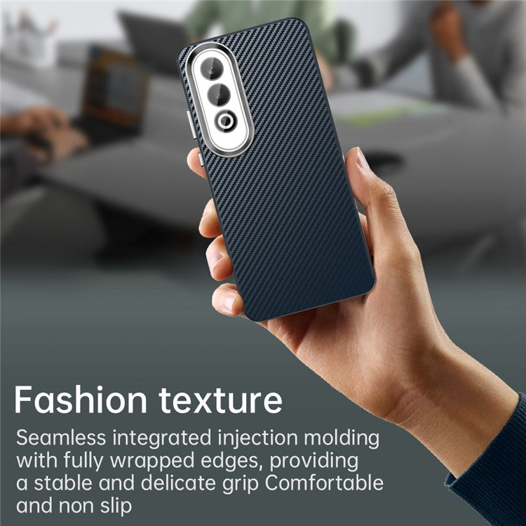 For Oppo K12 / OnePlus Nord CE4 5G Case Cell Phone Hybrid Back Cover Carbon Fiber Texture - Blue