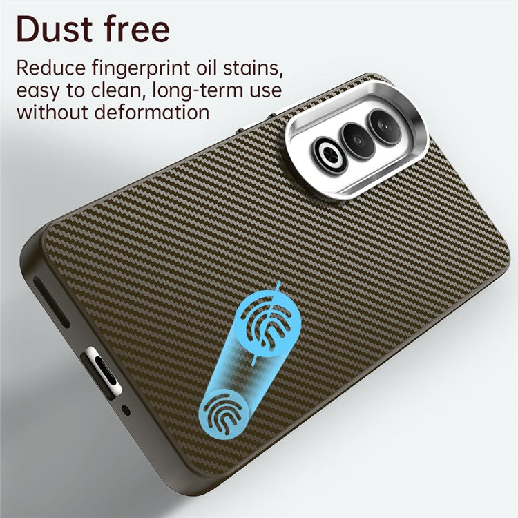 For Oppo K12 / OnePlus Nord CE4 5G Case Cell Phone Hybrid Back Cover Carbon Fiber Texture - Brown