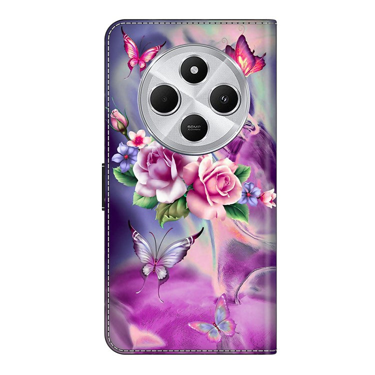 Phone Case For Xiaomi Redmi 14C 4G / 14R 5G / Poco C75 4G 3D Pattern PU Leather Wallet Phone Cover with Stand - Butterflies  /  Flowers