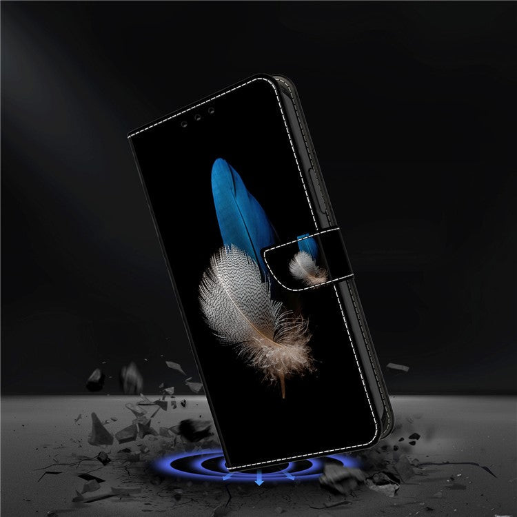 Phone Case For Xiaomi Redmi 14C 4G / 14R 5G / Poco C75 4G 3D Pattern PU Leather Wallet Phone Cover with Stand - Two Feathers