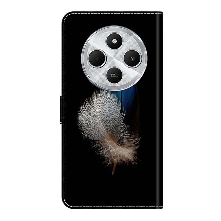 Phone Case For Xiaomi Redmi 14C 4G / 14R 5G / Poco C75 4G 3D Pattern PU Leather Wallet Phone Cover with Stand - Two Feathers