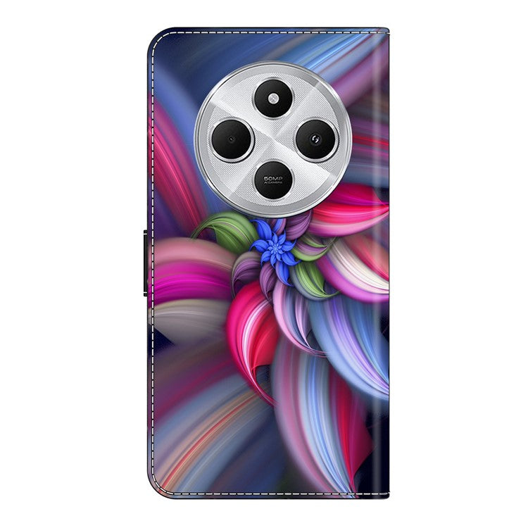 Phone Case For Xiaomi Redmi 14C 4G / 14R 5G / Poco C75 4G 3D Pattern PU Leather Wallet Phone Cover with Stand - Colorful Flowers