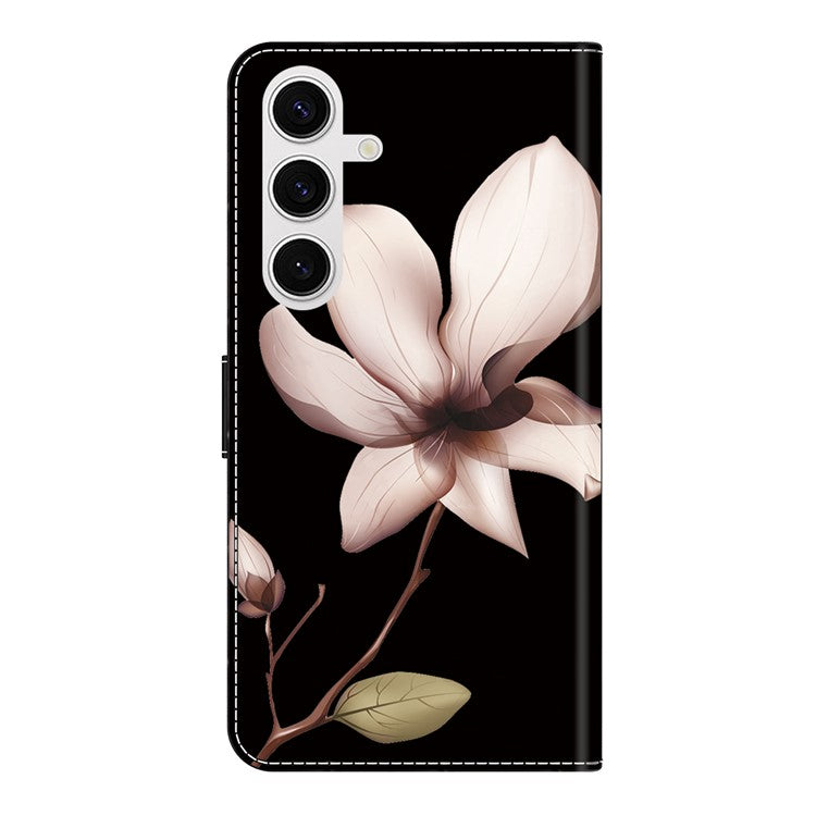 For Samsung Galaxy S25+ Case Magnetic Clasp 3D Pattern Leather Wallet Phone Cover - Pink Flower