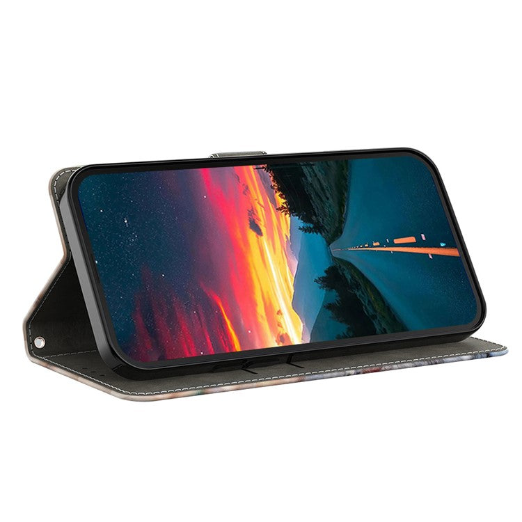 For Samsung Galaxy A16 5G / 4G Case Magnetic Clasp 3D Pattern Leather Wallet Phone Cover - Black / White Wings