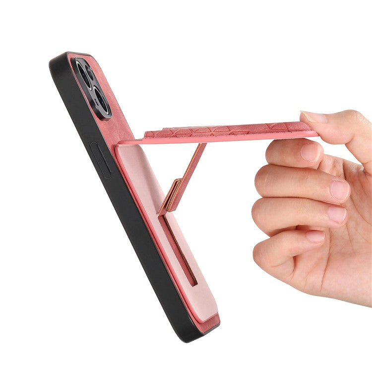 For Google Pixel 8 Case Imprinted Pattern Card Holder Kickstand Leather Back Cover - Pink