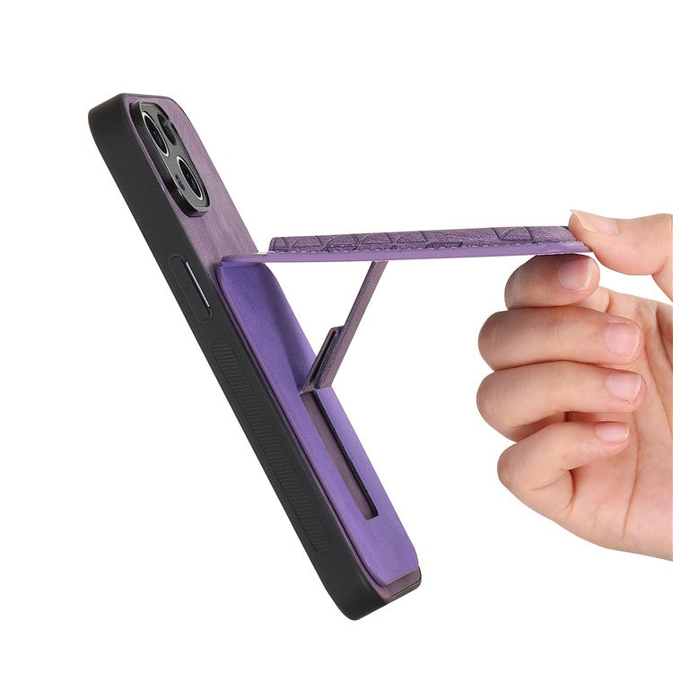 For Google Pixel 7a Case Imprinted Pattern Card Holder Kickstand Leather Back Cover - Purple