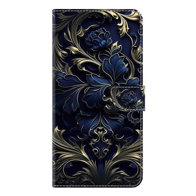 PU Leather Case For Xiaomi Redmi 14C 4G / 14R 5G / Poco C75 4G Wallet Phone Cover with Stand - Blue Flower