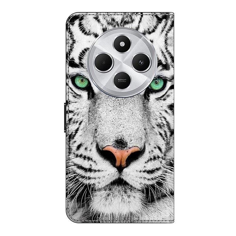 TPU+PU Leather Flip Phone Case For Xiaomi Redmi 14C 4G / 14R 5G / Poco C75 4G Pattern Printed Protective Cover - Tiger Face