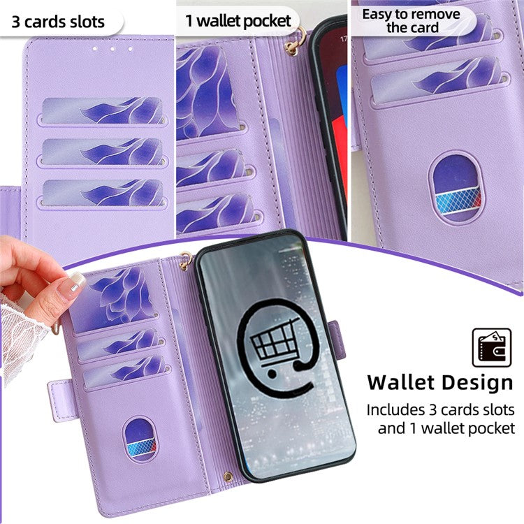 For Infinix Hot 50 4G Leather Wallet Case RFID Blocking Stand Cover with Hand Strap - Purple