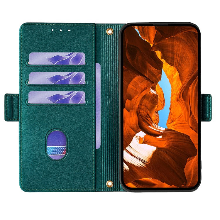 For Infinix Hot 50 4G Leather Wallet Case RFID Blocking Stand Cover with Hand Strap - Green