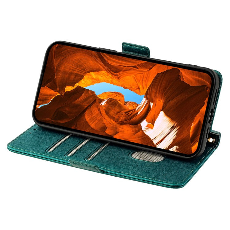 For Infinix Hot 50i 4G Leather Wallet Case RFID Blocking Stand Cover with Hand Strap - Green