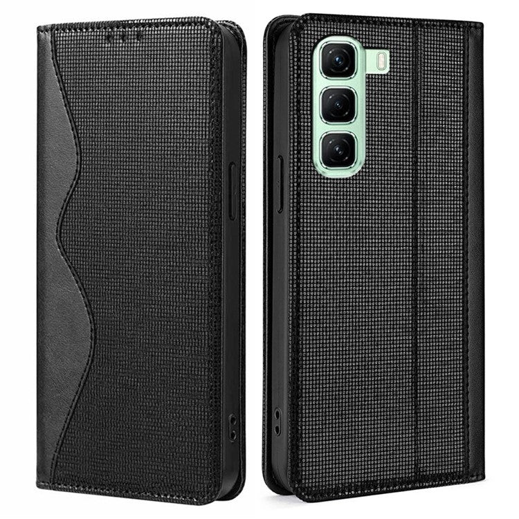 For Infinix Hot 50 4G Leather Case Wallet Stand Phone Cover with RFID Blocking - Black