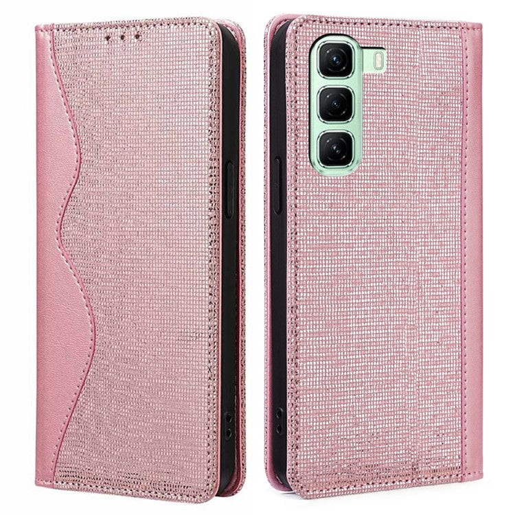For Infinix Hot 50 4G Leather Case Wallet Stand Phone Cover with RFID Blocking - Rose Gold