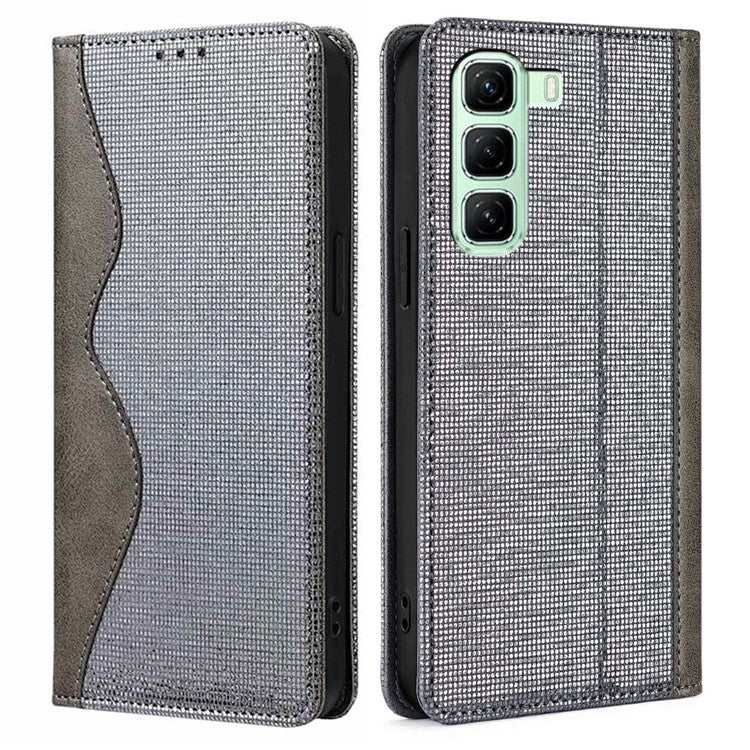 For Infinix Hot 50 4G Leather Case Wallet Stand Phone Cover with RFID Blocking - Grey