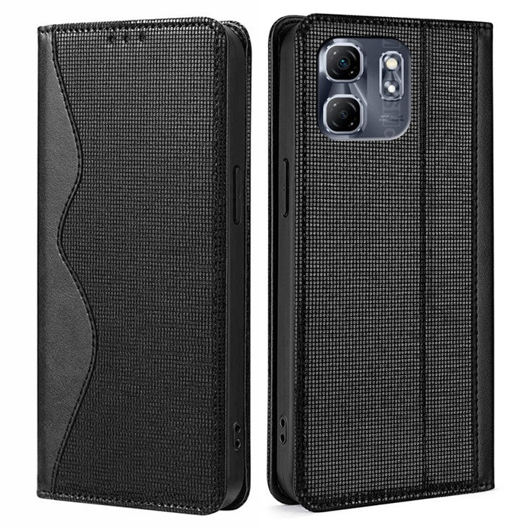 For Infinix Hot 50i 4G Leather Case Wallet Stand Phone Cover with RFID Blocking - Black