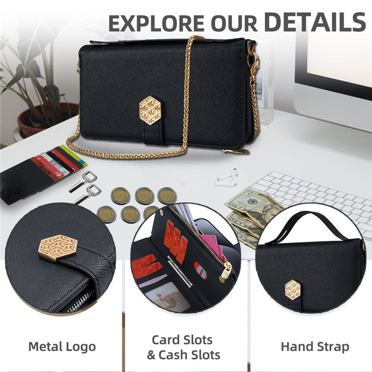Case For Xiaomi Redmi 14C 4G / 14R 5G / Poco C75 4G Cross Texture PU Leather+TPU Wallet Phone Cover with Strap - Black