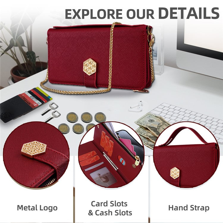 Case For Xiaomi Redmi 14C 4G / 14R 5G / Poco C75 4G Cross Texture PU Leather+TPU Wallet Phone Cover with Strap - Red