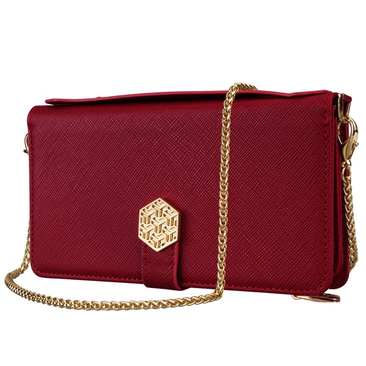 For Xiaomi Redmi Note 14 5G Case Cross Texture PU Leather+TPU Wallet Phone Cover with Strap - Red