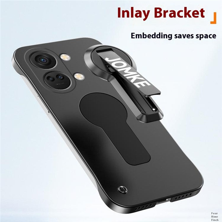 For OnePlus Ace 2V / Nord 3 5G Case Hard PC Frameless Baking Paint Kickstand Phone Cover - Black