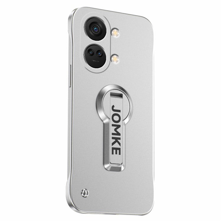 For OnePlus Ace 2V / Nord 3 5G Case Hard PC Frameless Baking Paint Kickstand Phone Cover - Silver