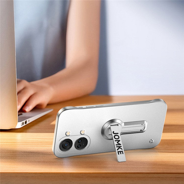 For OnePlus Ace 2V / Nord 3 5G Case Hard PC Frameless Baking Paint Kickstand Phone Cover - Silver