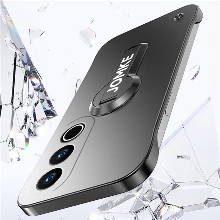 For OnePlus Ace 3V 5G Case Hard PC Frameless Baking Paint Kickstand Phone Cover - Black