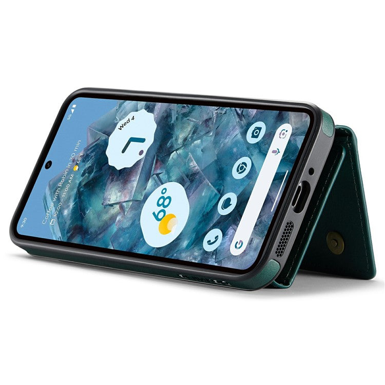 DG.MING M6 Series For Google Pixel 9 / Pixel 9 Pro Case Magnetic Wallet PU+PC+TPU Phone Cover - Green