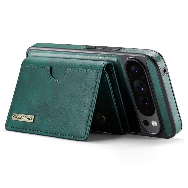 DG.MING M6 Series For Google Pixel 9 / Pixel 9 Pro Case Magnetic Wallet PU+PC+TPU Phone Cover - Green