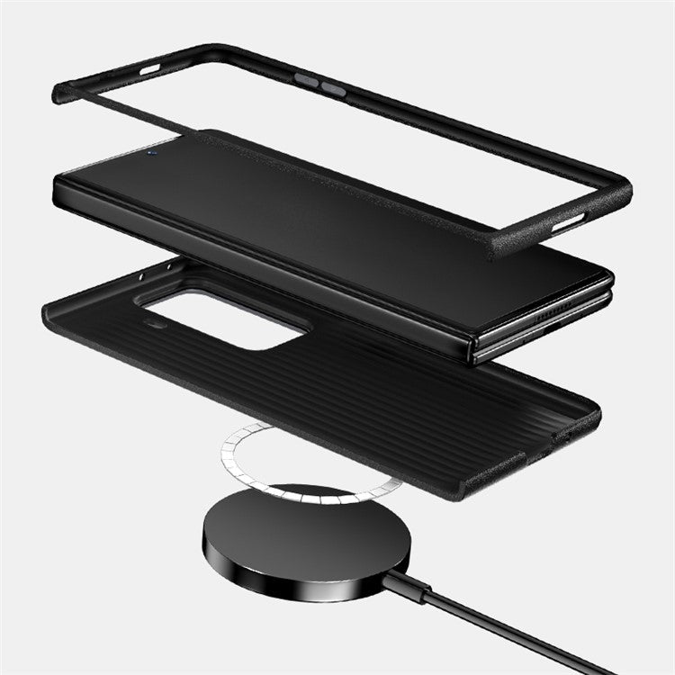 ABEEL For Honor Magic Vs3 5G Case PC + TPU + Aluminum Alloy + PU Leather Phone Cover Compatible with MagSafe - Texture 2