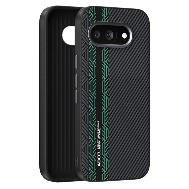 ABEEL For Google Pixel 9a Case PC + TPU + Aluminum Alloy + PU Leather Phone Cover Compatible with MagSafe - Texture 2