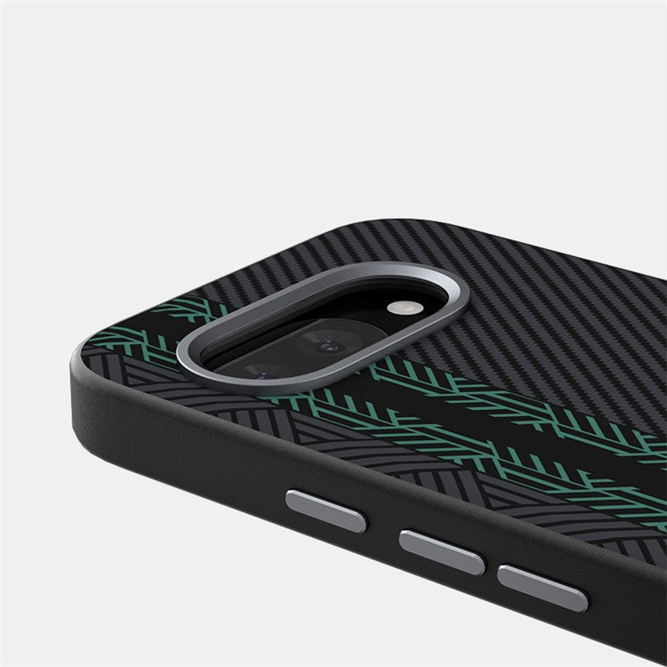 ABEEL For Google Pixel 9a Case PC + TPU + Aluminum Alloy + PU Leather Phone Cover Compatible with MagSafe - Texture 2